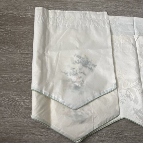 2 CREWEL Floral Palm Trees Valance Curtain 45”x 18.5” Ivory Green Trim Tropical - Picture 4 of 4